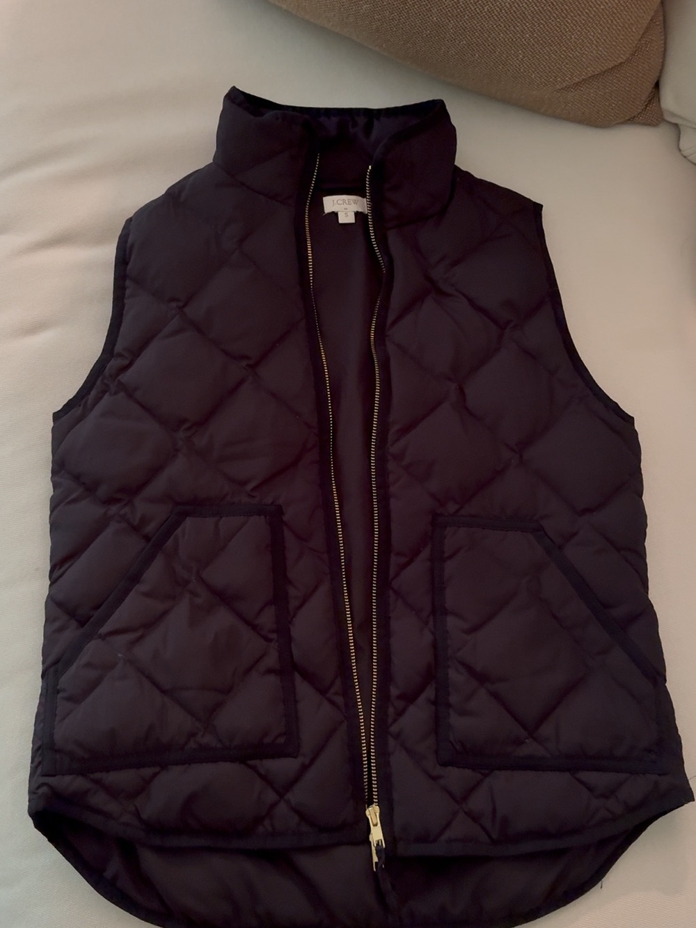 J Crew Black Quilted Vest in Navy